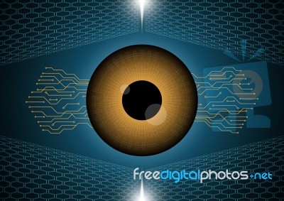 Technology Security Eye Circuit Hexagon Stock Image