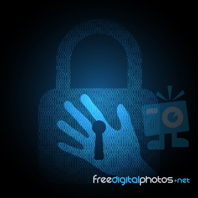 Technology Security Hand Lock Binary Stock Image