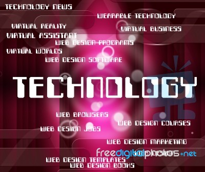 Technology Word Indicates Electronics Electronic And Words Stock Image