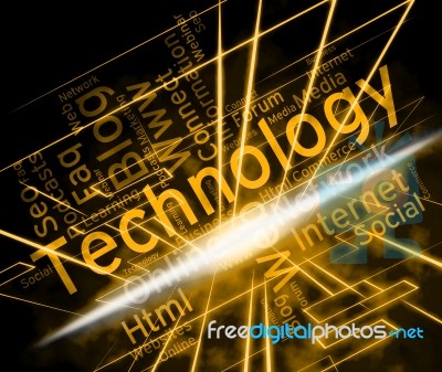 Technology Word Shows Computer Data And Digital Stock Image