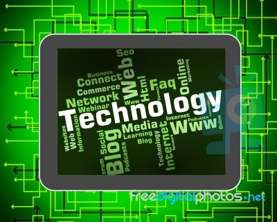 Technology Word Shows Digital Technologies And High-tech Stock Image