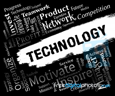 Technology Words Represents Electronics Digital And Hi Tech Stock Image