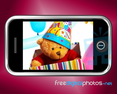 Teddy Bear Photo On Smartphone Stock Image