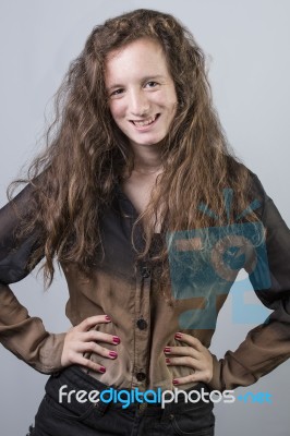 Teen With Black And Brown Jacket Stock Photo