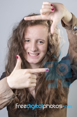 Teen With Black And Brown Jacket Stock Photo