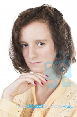 Teen With Brown Hair Stock Photo