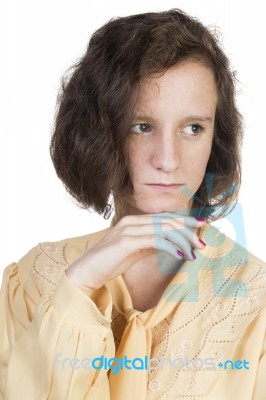 Teen With Brown Hair Stock Photo