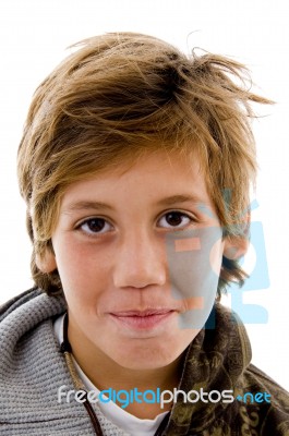 Teenage Boy Looking Forward Stock Photo