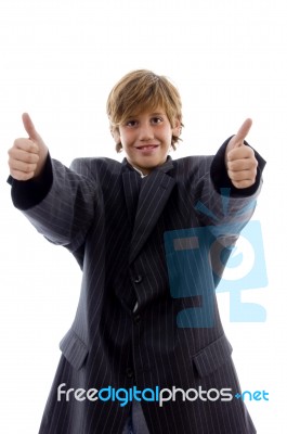 Teenage Boy Showing Thumbs Up Stock Photo