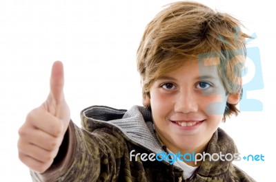 Teenage Boy Showing Thumbs Up Stock Photo