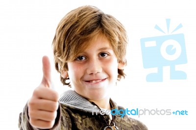 Teenage Boy Showing Thumbs Up Stock Photo