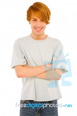 Teenage Boy With Arm crossed Stock Photo