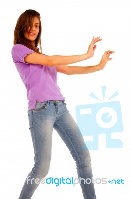 Teenage Girl Dancing Stock Photo