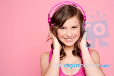 Teenage Girl Enjoying Music Stock Photo