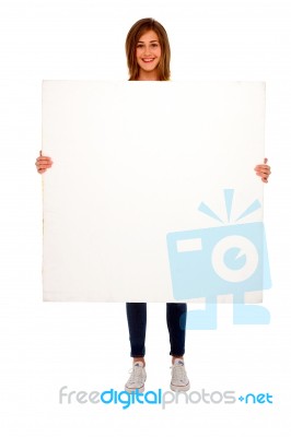 Teenage Girl Holding Blank Board Stock Photo