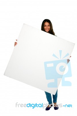 Teenage Girl holding Blank Board Stock Photo