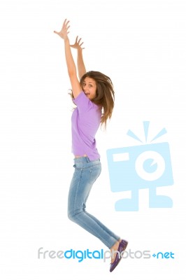 Teenage Girl Jumping Stock Photo