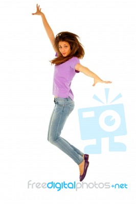 Teenage Girl Jumping Stock Photo