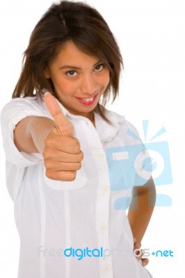 Teenage Girl Showing Thumbs Up Stock Photo