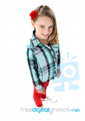 teenage Girl wearing rose On Head Stock Photo