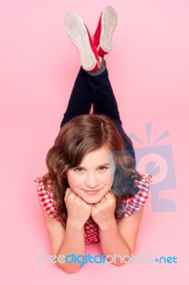 Teenage Girl With Hands On Chin Stock Photo