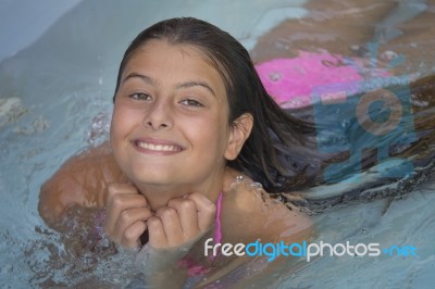 Teenager In The Swimming Pool Stock Photo