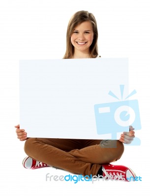 Teenager Posing With Blank Placard Stock Photo