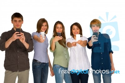 Teenagers Taking Photo With Phone Stock Photo