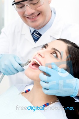 Teeth Whitening At Dental Office Stock Photo