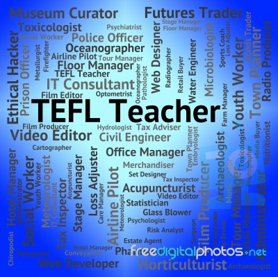 Tefl Teacher Means Foreign Teaching And Words Stock Image