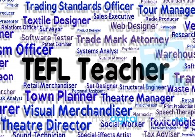 Tefl Teacher Means Hire Job And Occupations Stock Image