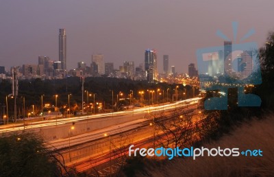 Tel Aviv At Dusk Stock Photo