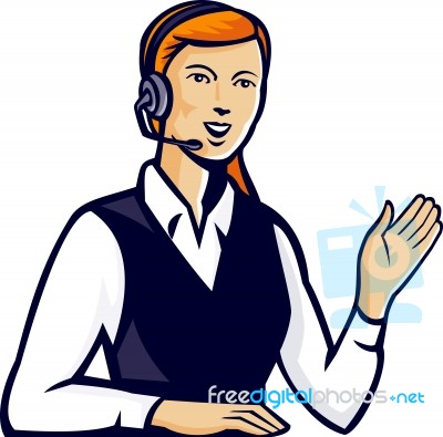 Telemarketer Call Center Operator Retro Stock Image