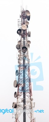 Telephone Broadcast Radio Pole Isolated Stock Photo