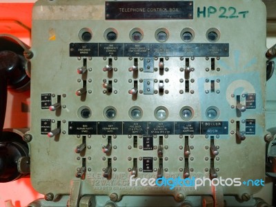 Telephone Control Box On Hms Belfast Stock Photo