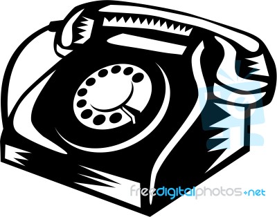 Telephone Vintage Woodcut Stock Image