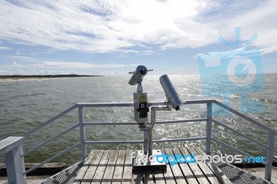 Telescope On The Sea Stock Photo