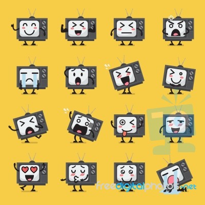 Television Character Emoji Set Stock Image