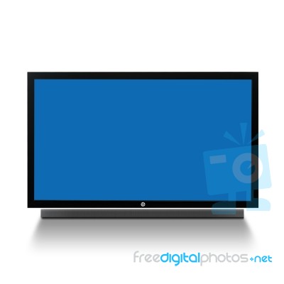 Television With Blue Screen Stock Image