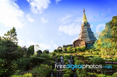 Temple At Inthanon Mountain Stock Photo