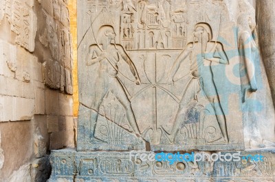 Temple In Luxor Carvings Of Pharaoh Stock Photo