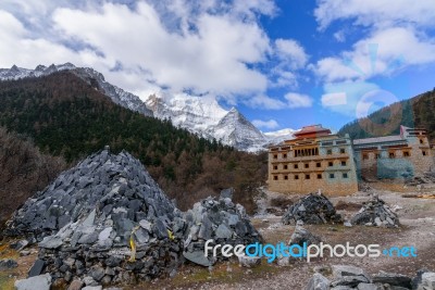 Temple In The Mountain Stock Photo