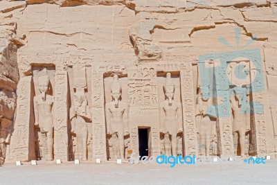 Temple Of Hathor And Nefertari In Abu Simbel Stock Photo