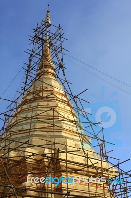 Temple Pagoda Reconstruction Stock Photo