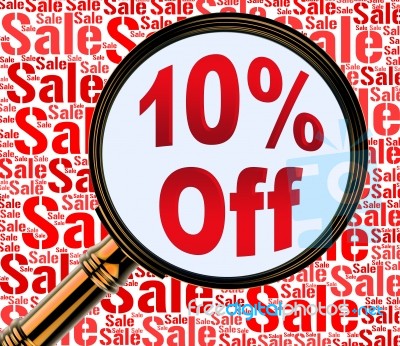 Ten Percent Off Indicates 10% Discounts 3d Rendering Stock Image