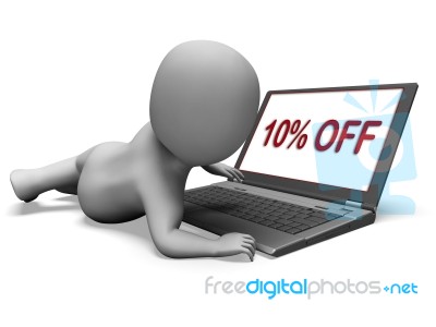 Ten Percent Off Monitor Means 10% Deduction Or Sale Online
 Stock Image