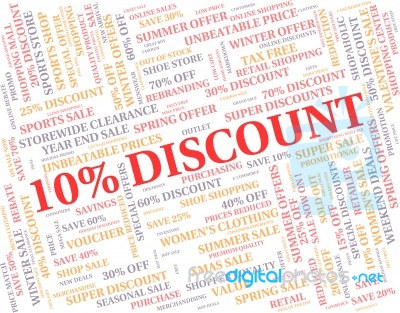 Ten Percent Off Showing Cheap Text And Clearance Stock Image