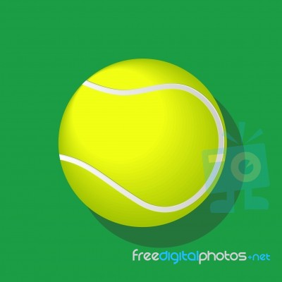 Tennis Ball With Shadow On White Background- Illustration Stock Image