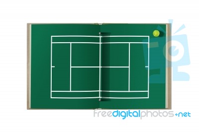 Tennis Court Drawn On Book Stock Photo