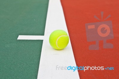 Tennis Court With Ball Stock Photo